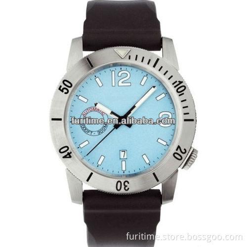 stainless steel case watch silicone strap rotating bezel watches